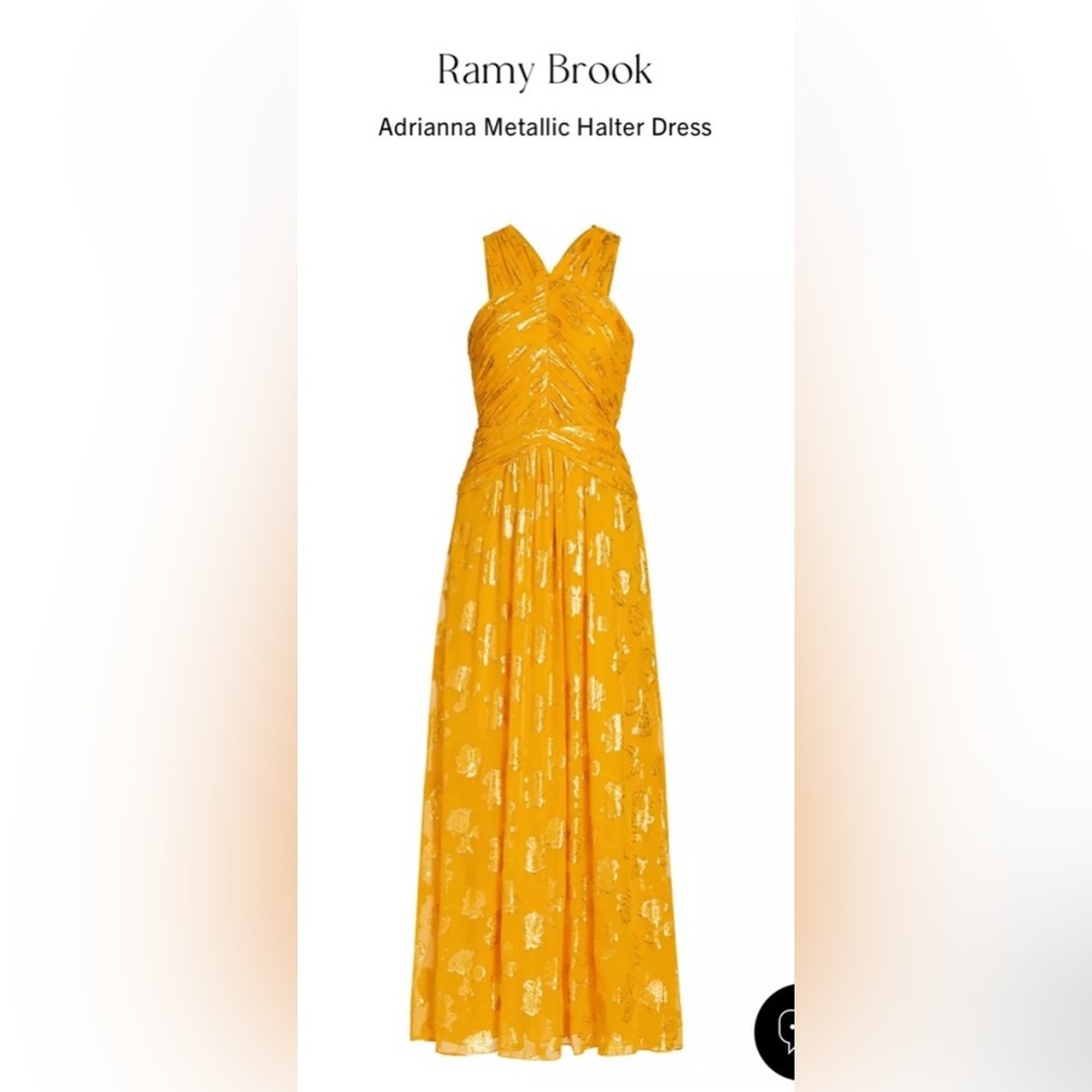 Ramy Brook - Adrianna Metallic Halter Silk Dress